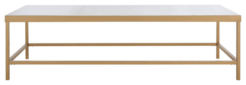 Safavieh Couture Caralyn Rectangle Marble Coffee Table White/Brass