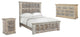 Solid Wood Panel Bed, White, King