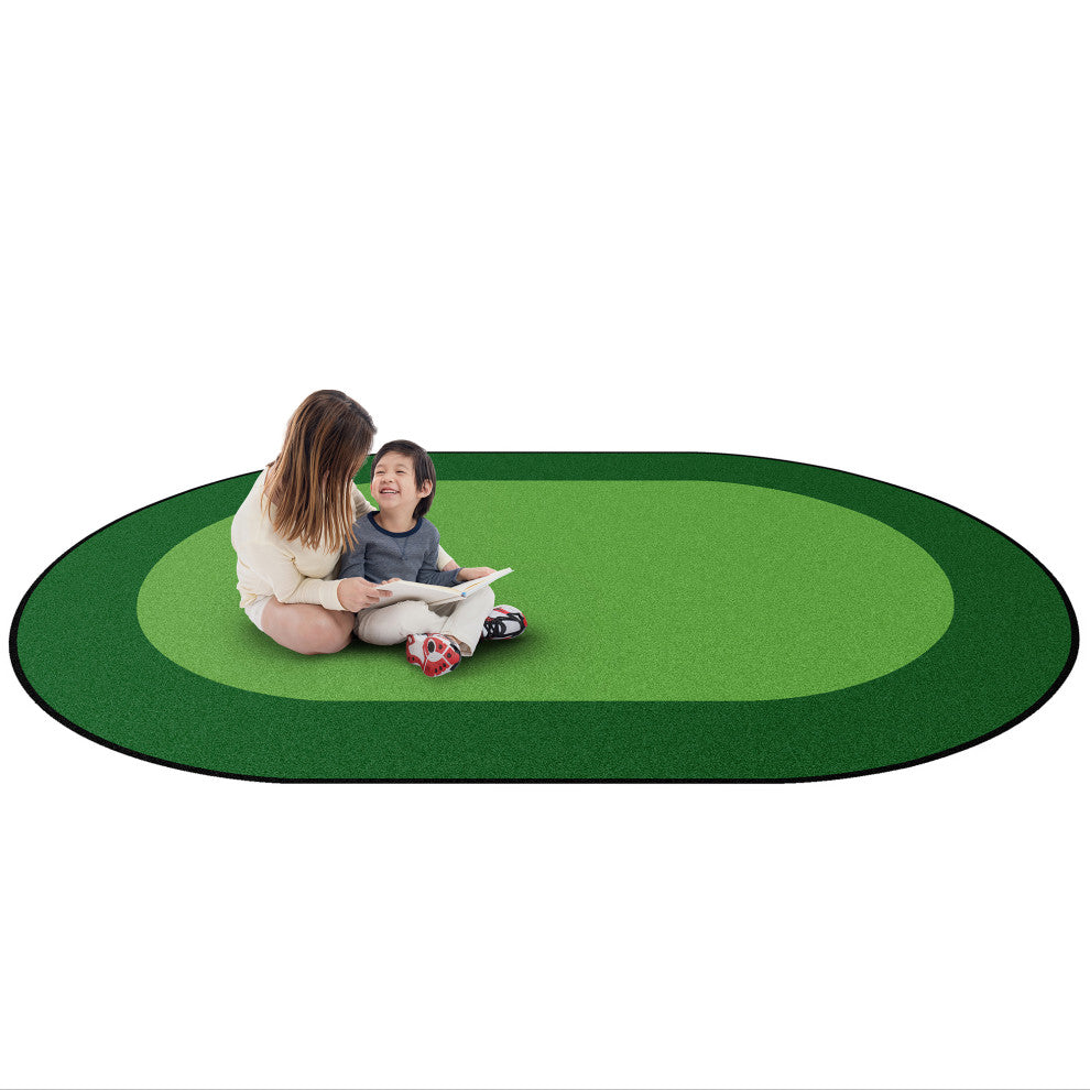 All Around Rug, Green, Oval, 92"x64"