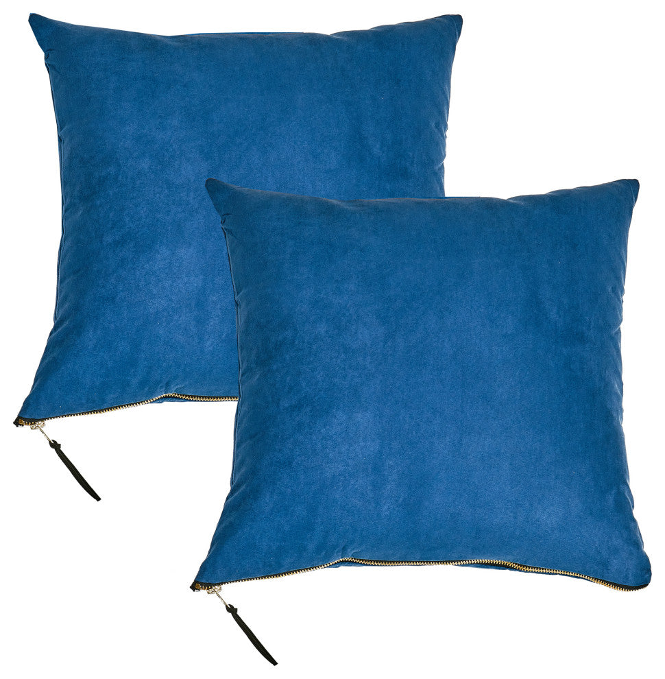 Suede Pillow Shell with Big Zipper, Blue Wing Tea, 20x20"