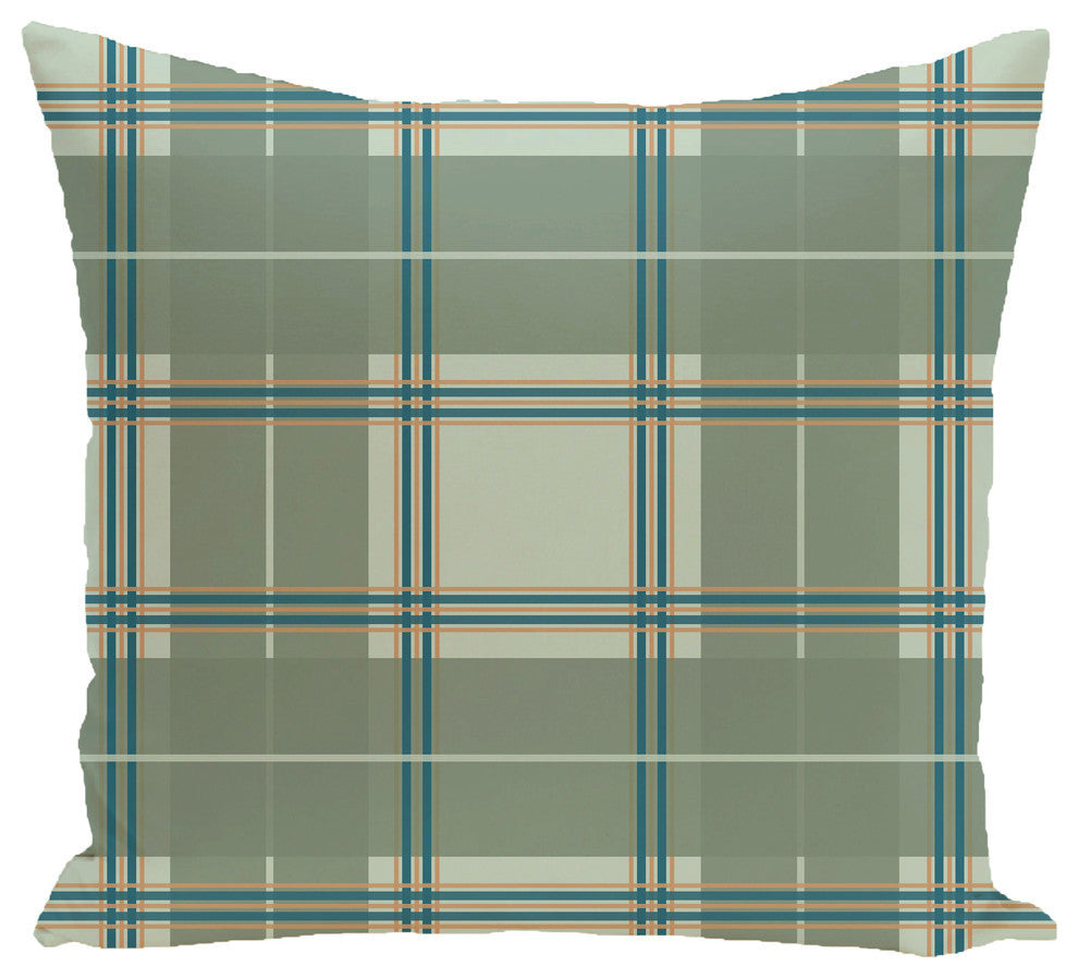 Big Bad Plaid Geometric Print Pillow, Herb Green, 26"x26"