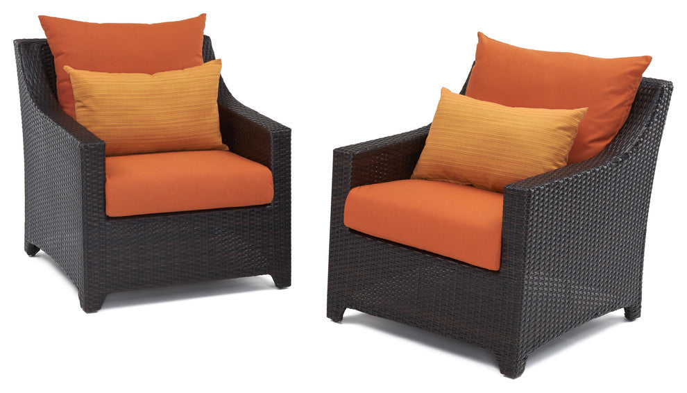 Deco 2 Piece Aluminum Outdoor Patio Club Chairs, Tikka Orange