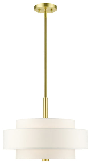 Livex Lighting 50874 Meridian 4 Light 18"W Drum Chandelier - Satin Brass