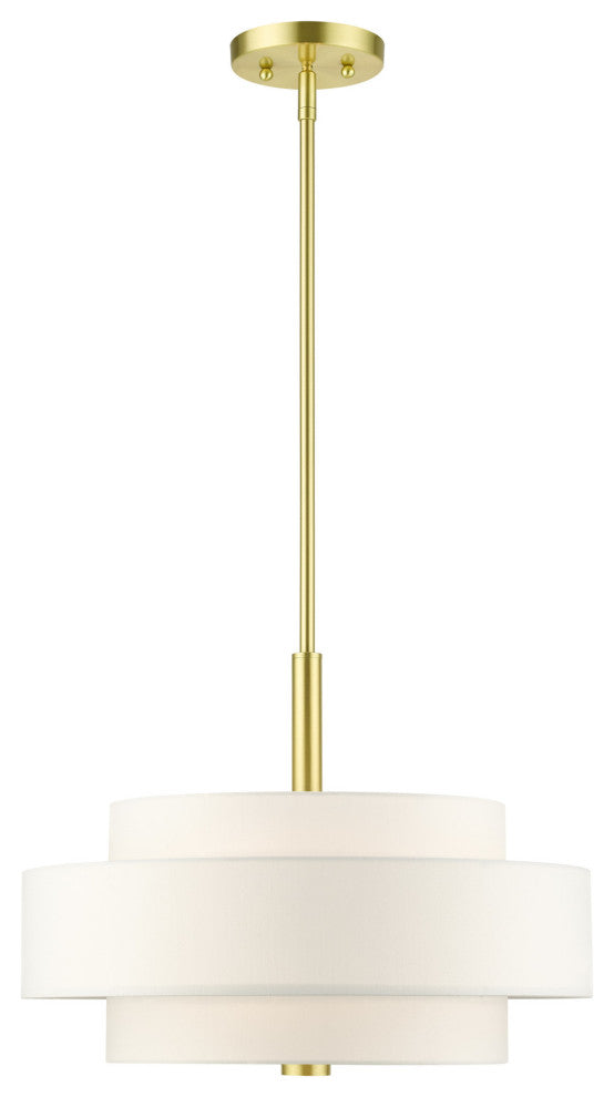 Livex Lighting 50874 Meridian 4 Light 18"W Drum Chandelier - Satin Brass