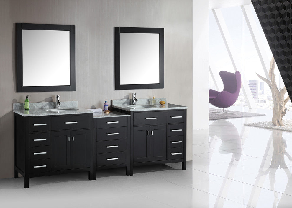London 92" Double Sink Vanity Set, Espresso