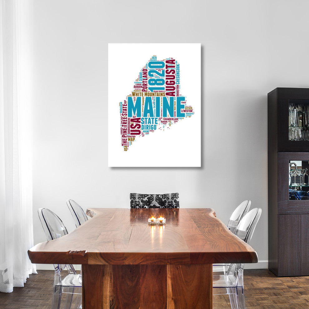 "Maine Word Cloud Map" Fine Art Print