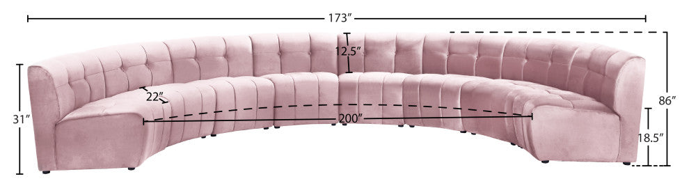 Limitless Velvet Upholstered 8-Piece Modular Sectional, Pink