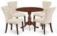 5Pc Kitchen Set, Mahogany Small Kitchen Table, 4 Light Tan Chairs