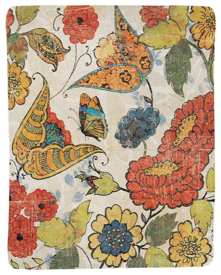 Laural Home Heirloom Floral Sherpa Throw Blanket