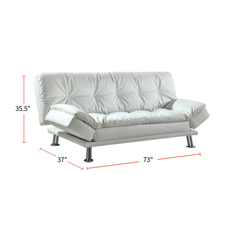 Upholstered Sofa Bed With Tufted Back, White