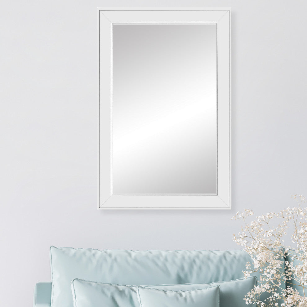 Porter White Framed Mirror, 28"x24"
