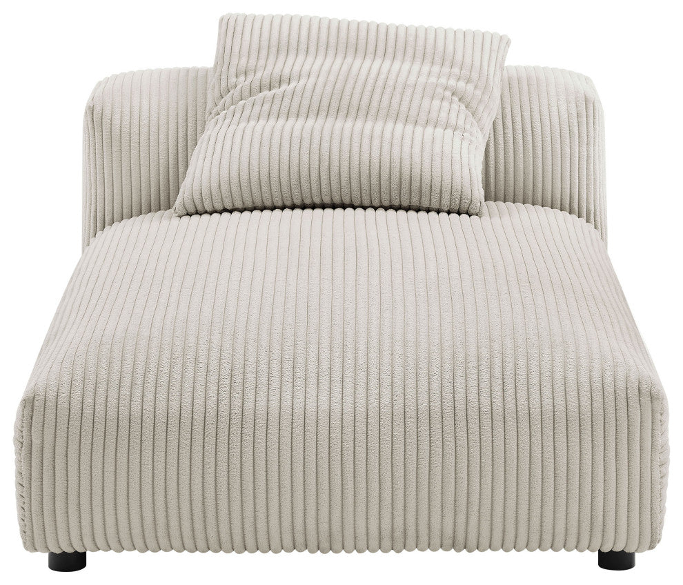 Solace 2-Piece Modular Corduroy Upholstered Sectional Sofa With Chaise, Almond