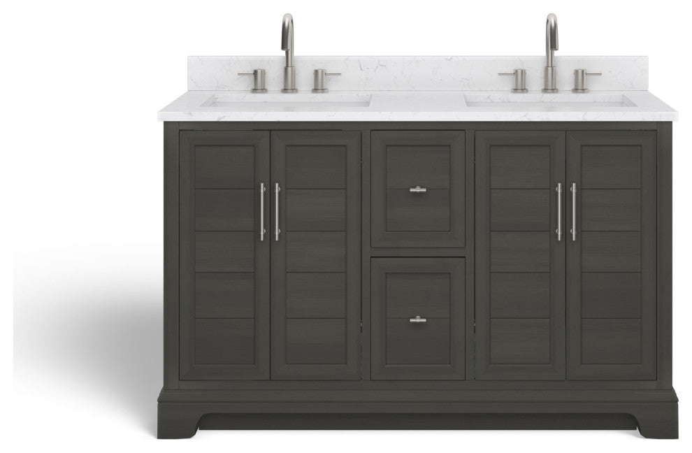 The Thalia Bathroom Vanity, Silver Gray, 54", Double Sink, Freestanding