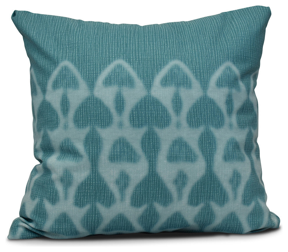 Watermark, Geometric Print Pillow, Teal, 18"x18"