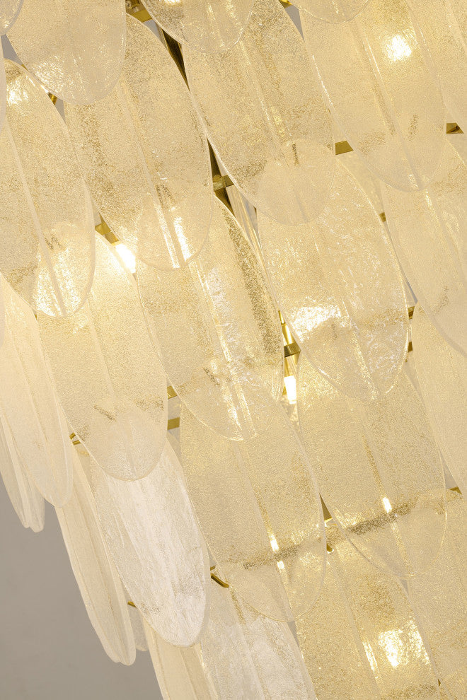 12-Light Brass Chandelier With Frosted Glass