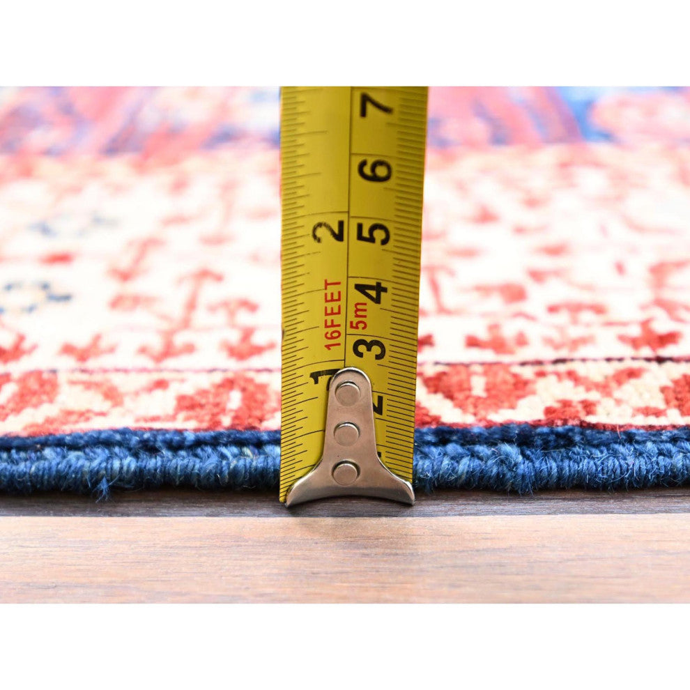 Blue, Hand Knotted, Mamluk Design, Pure Wool, Oriental Rug, 3'10"x6'3"