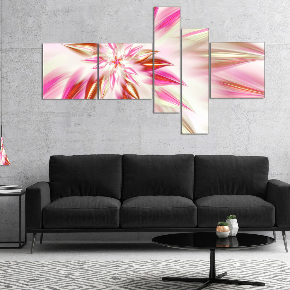 Dance of Red Exotic Flower, Floral Canvas Art Print, 60"x32", 5 panels