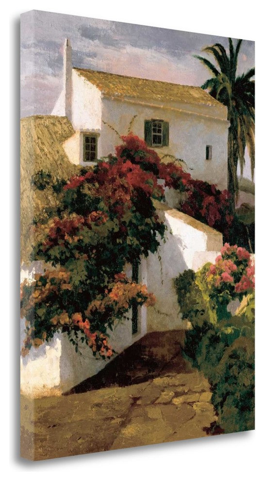 "Courtyard Blossoms" By Poch Romeu, Giclee Print on Gallery Wrap Canvas