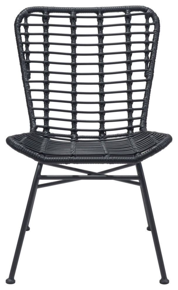 Dining Chair, Set of 2, Aluminum, Metal, Black, Outdoor Patio Balcony Garden