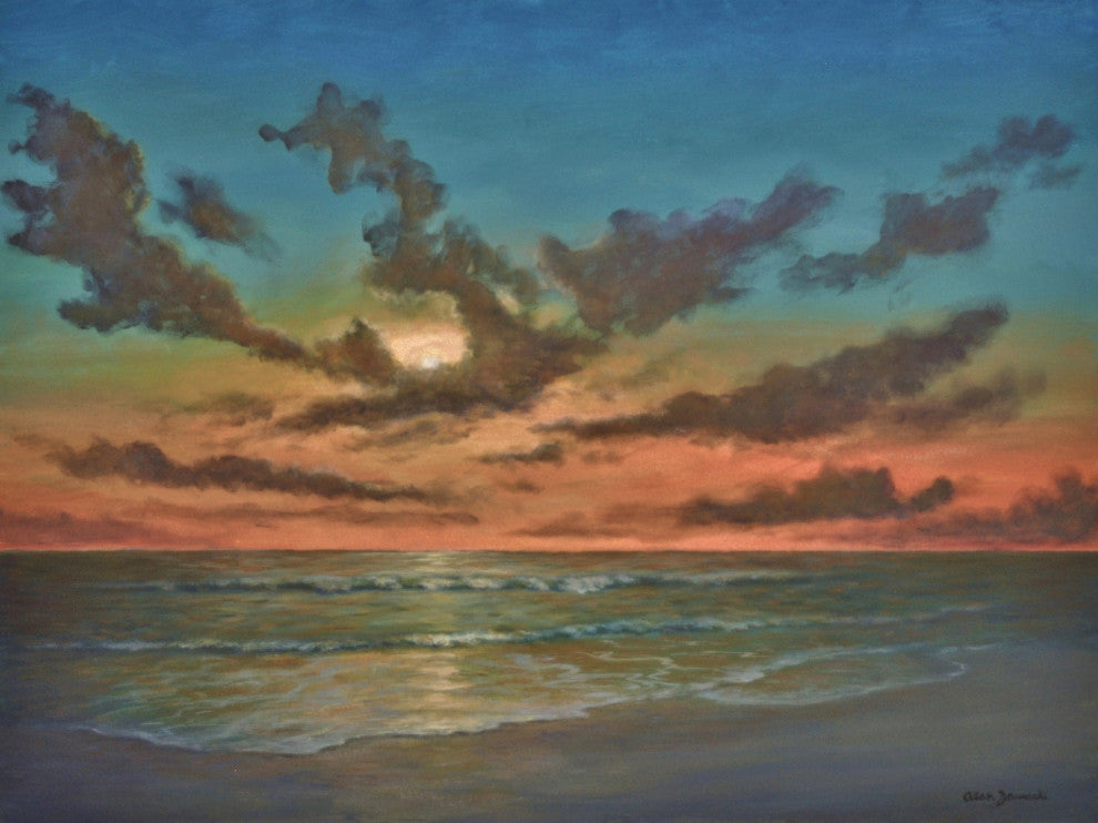 "Sunset Reflections" Original Tropical Sunset Seascape Fine Art Painting