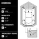 VIGO Piedmont Frameless Hinged Neo-Angle Shower Enclosure, Chrome, 38" D X 38" W, Without Base