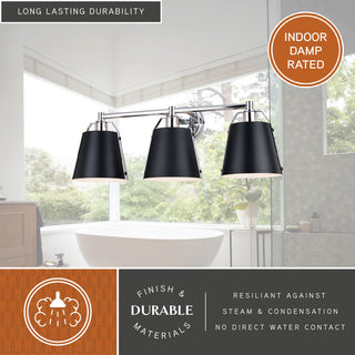 Barrington 24.25" 3 Light Vanity Matte Black and Chrome
