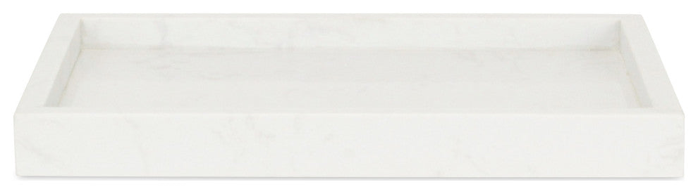 Sarrasseau White Natural Marble Tray With Raised Rim