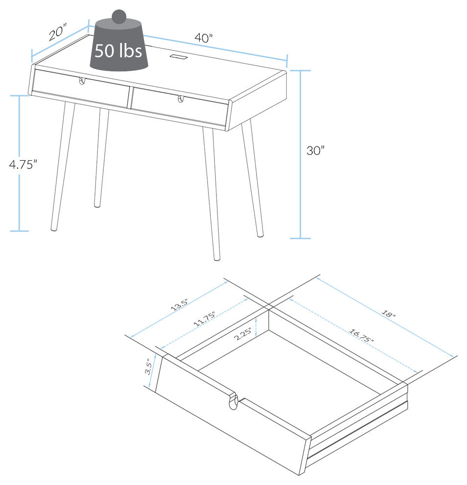 American Trails Freedom Desk , USB Ports, Made of Solid American Oak