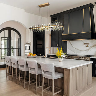 LNC Combrocollia 43.3" Modern Linear LED Crystal Kitchen Island Pendant
