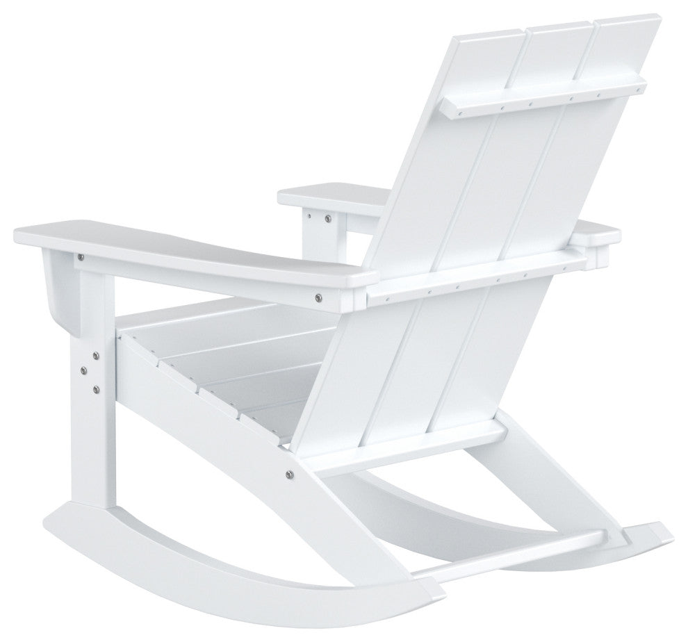 WestinTrends 3PC Outdoor Patio Adirondack Rocking Chair, Side Table Set, White