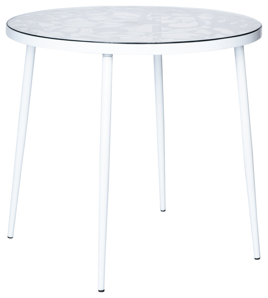 Leisuremod Devon 5-Piece Aluminum Dining Set With Table and 4 Armchairs, White