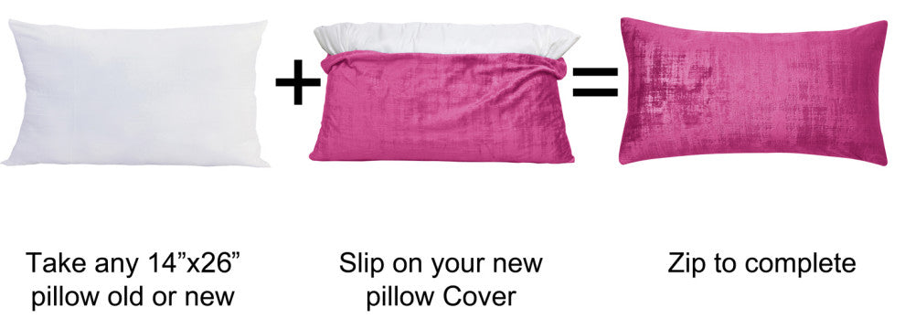 Velvet 2 Piece Lumbar Pillow Cover Set, Raspberry Rose, 2 Piece, 14"x26"