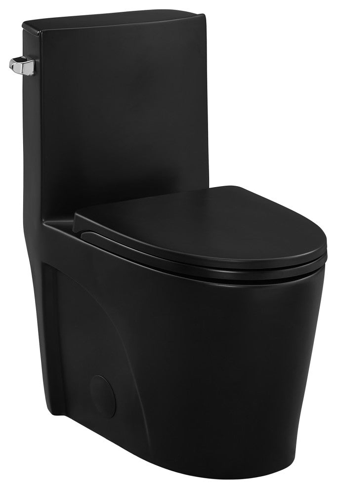 St. Tropez One Piece Elongated Toilet Side Flush, Matte Black