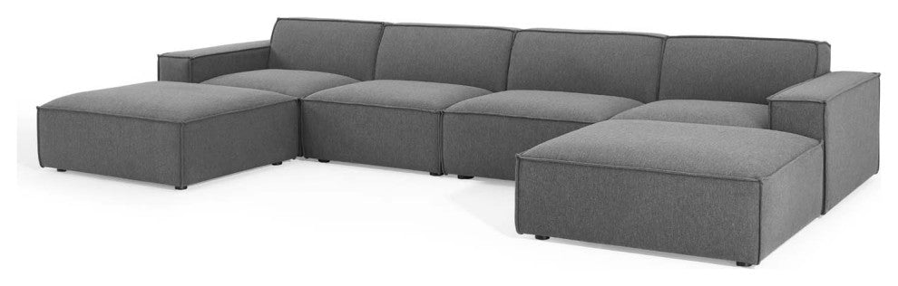 Modular Sectional Sofa Set, Charcoal Gray, Fabric, Modern, Hospitality