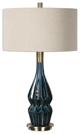 Uttermost Ceramic Lamp, Prussian Blue