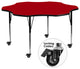 Mobile 60" Flower Red Thermal Laminate Activity Table Adjustable Legs