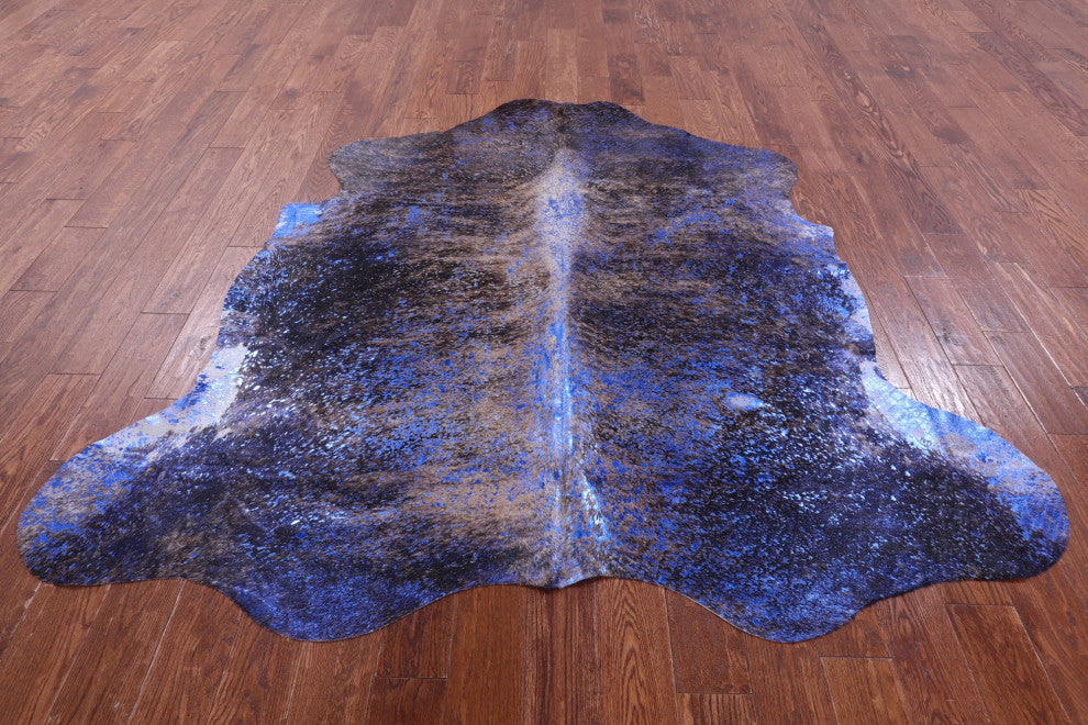 Blue Metallic Cowhide Rug 6' 8" X 6' 11" C2128