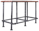 Oxford Industrial Metal Bar Table, Silver Brushed Gray, Rustic Pine Top