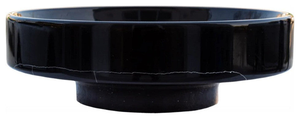 Natural Stone Toros Black Marble Above Counter Vessel Sink Polished (D)16" (H)6"