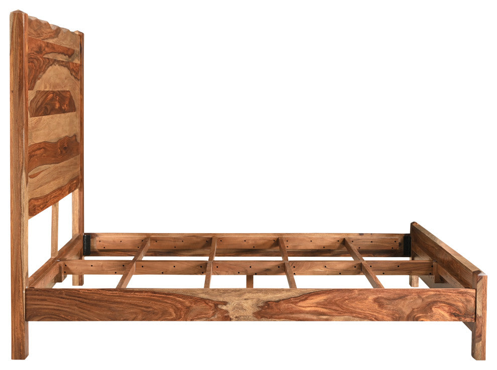 Damian Live Edge Solid Wood Panel Bed, Brown, King