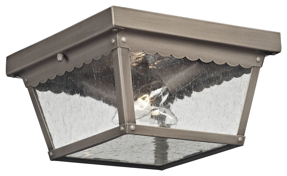 Springfield 2-Light Exterior Flush Mount, Antique Nickel, 10"x6"