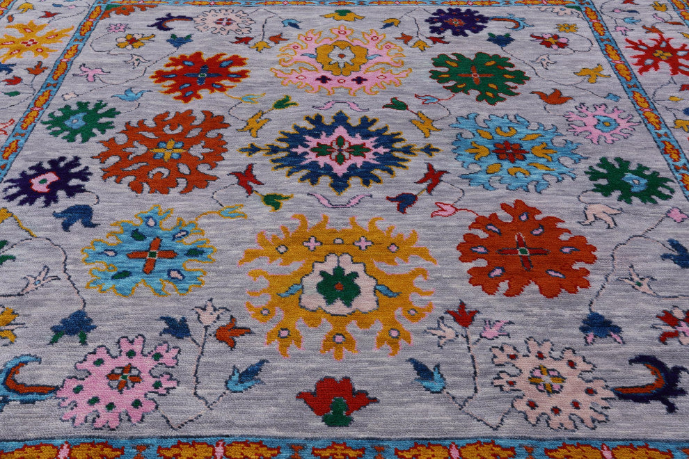 9' Square Turkish Oushak Hand Knotted Wool Rug - Q13427