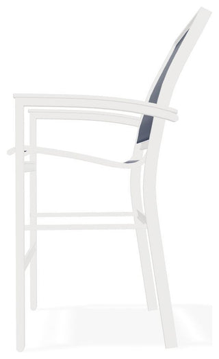 Bazza Sling Balcony Height Stackable Outdoor Stool, Navy/Snow
