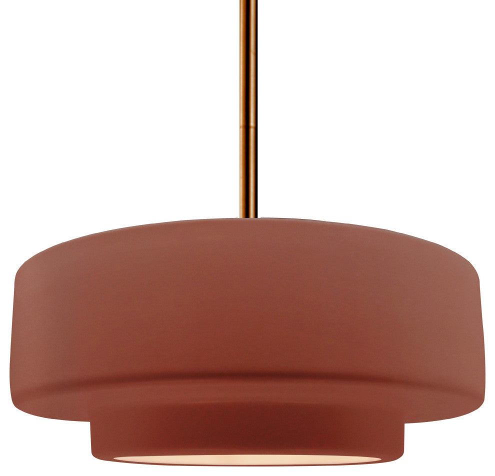 Radiance Medium Tier Pendant, Canyon Clay Frame, Brushed Brass, Rigid Stem Kit