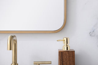 Ellis Soft Corner Metal Rectangular Mirror, Brass, 18"x36"