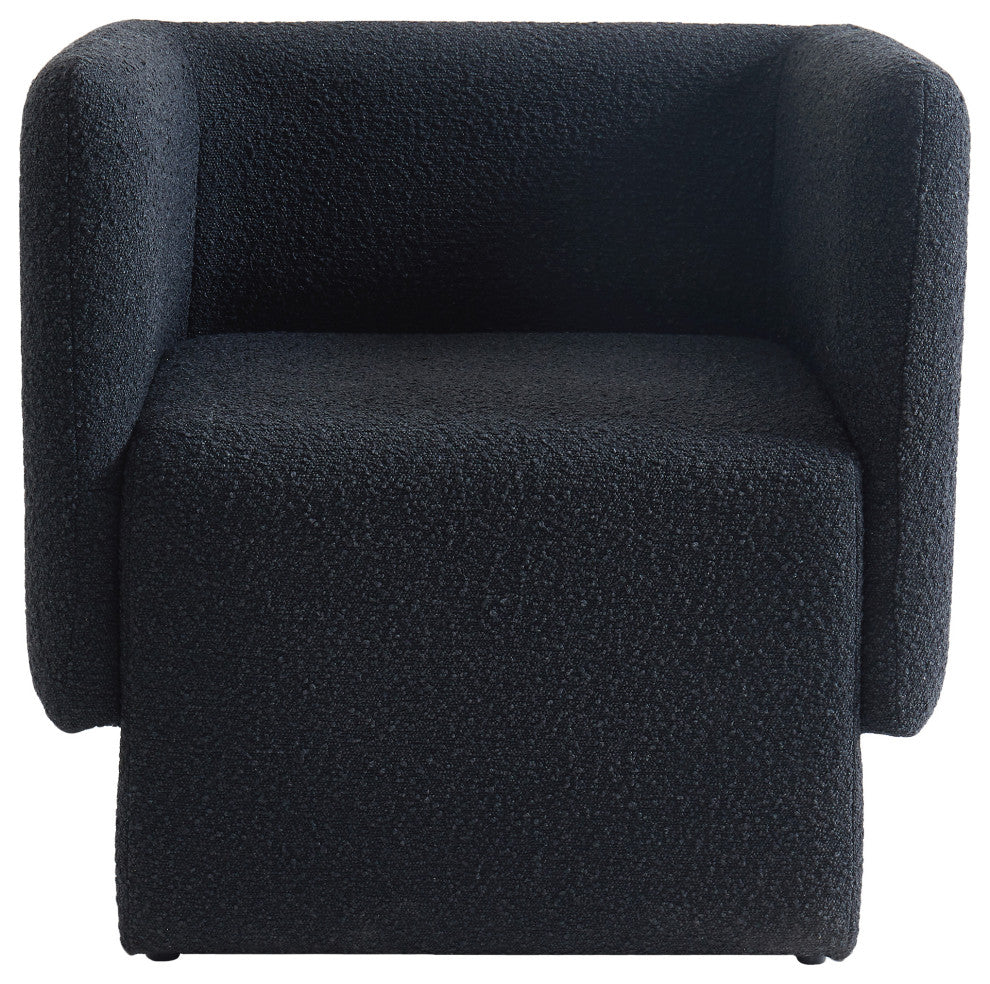 Vera Boucle Fabric Upholstered Accent Chair, Black