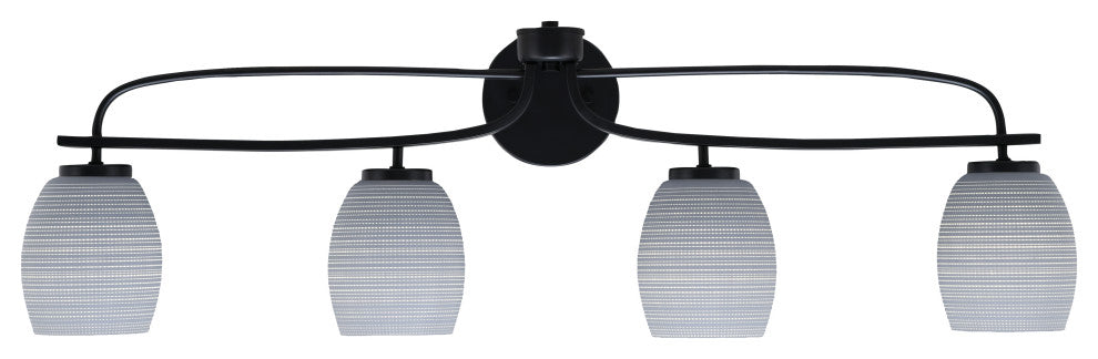 Cavella 4 Light Bath Bar, Matte Black Finish, 5" Gray Matrix Glass