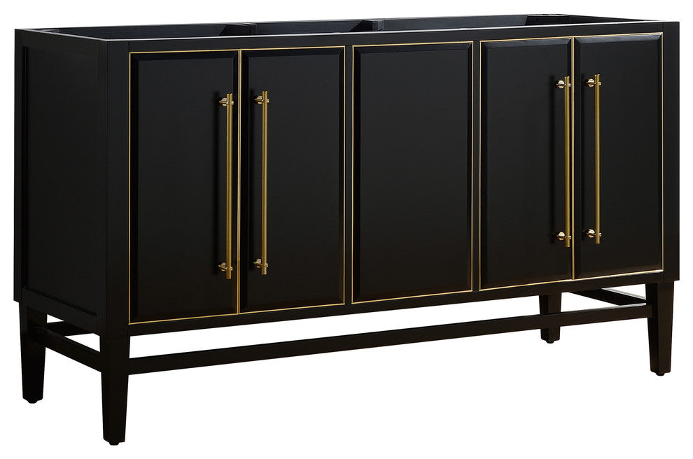 Mason 60" Vanity Only, Black With Matte Gold Hardware