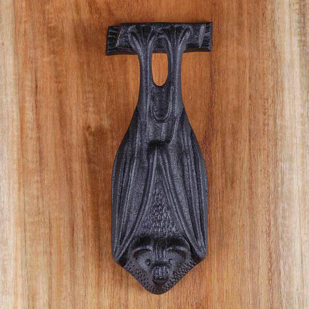Black Cast Iron Bat Style Door Knocker 5" H x 2" W Renovators Supply