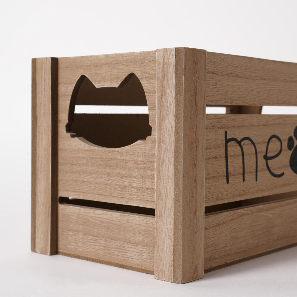 Addie Joy Cat-Themed Wood Storage Crate Organizer Set of 3 - Brown